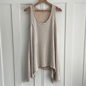 Ecote Lagenlook Grunge Fairy Layering Tunic Top Beige Sleeveless Oversized Small